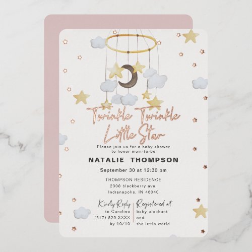 Twinkle Little Star Girl Pink Baby Shower Rose