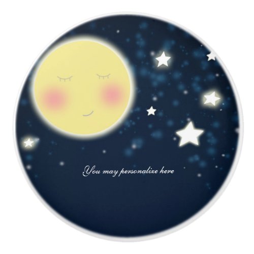 Twinkle Little Star Glowing Happy Moon Celestial Ceramic Knob