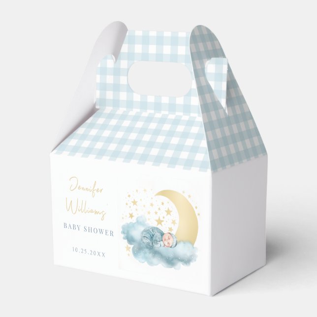 Twinkle little star gold baby boy shower favor box (Front Side)