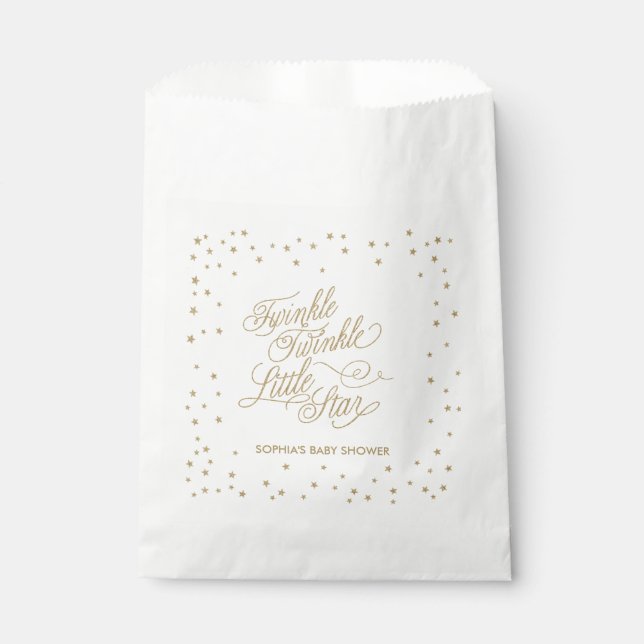 Twinkle Little Star Gold Baby Shower  Favor Bag (Front)