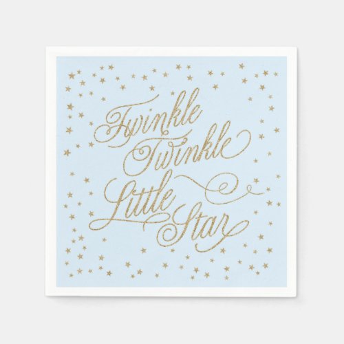 Twinkle Little Star Gold  Blue Baby Shower Paper Napkins