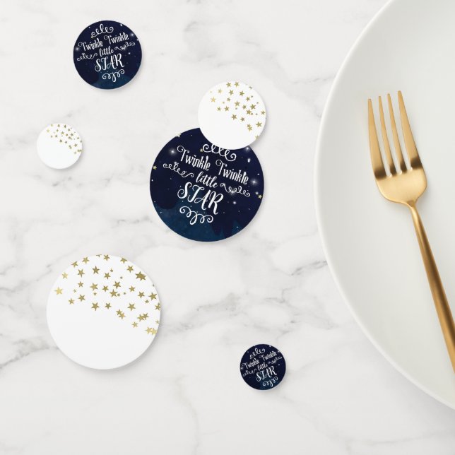 Twinkle Little Star Gold Blue White Baby Shower Confetti (Group)