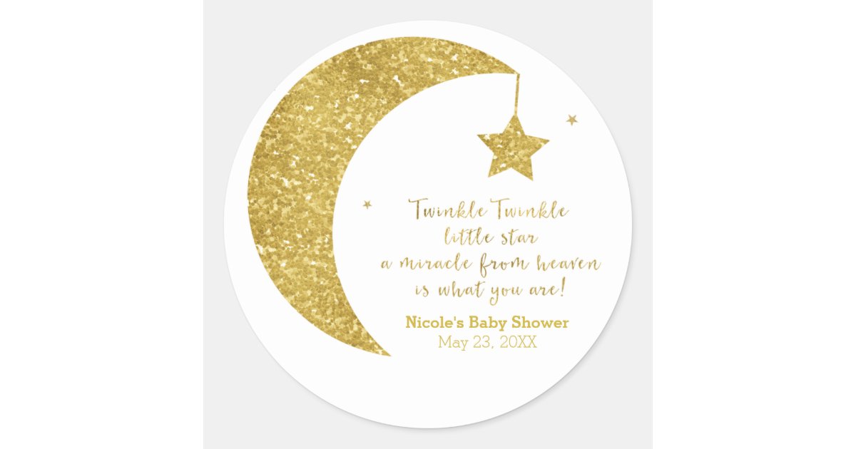 twinkle little star gold glitter moon stars favor classic