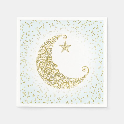 Twinkle Little Star Gold Moon Blue Napkin