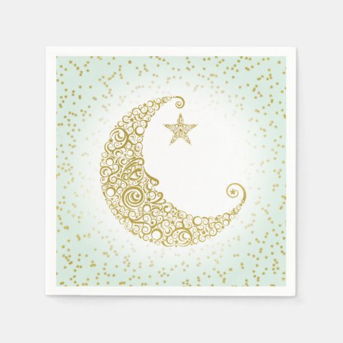 Twinkle Little Star Gold Moon Mint Napkin