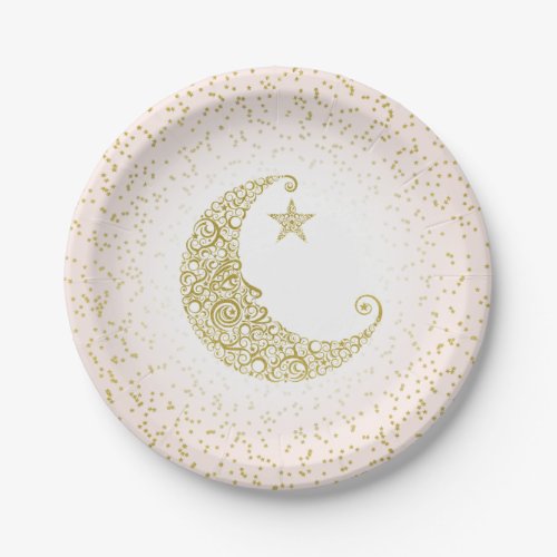 Twinkle Little Star Gold Moon Pink Paper Plates