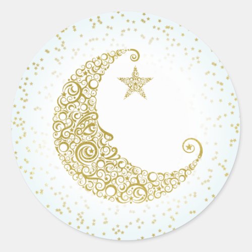 Twinkle Little Star Gold Moon Sticker Blue