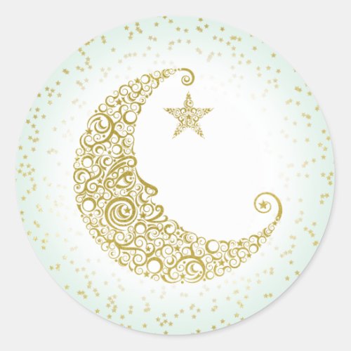 Twinkle Little Star Gold Moon Sticker Mint