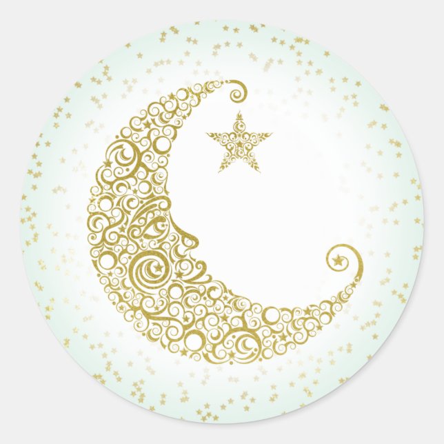 Twinkle Little Star Gold Moon Sticker Mint (Front)