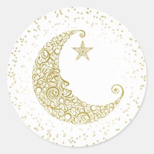 Twinkle Little Star Gold Moon Sticker White