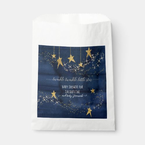 Twinkle Little Star Gold Navy Blue Boy Baby Shower Favor Bag