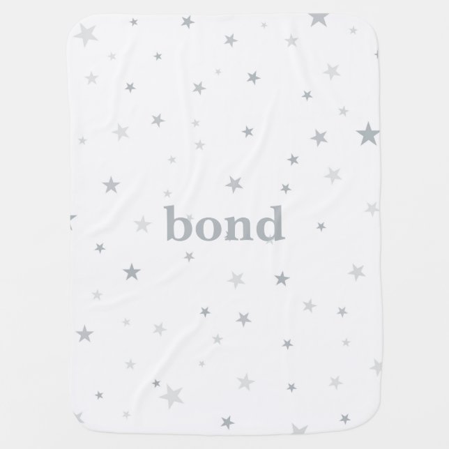 Twinkle Little Star Gray Baby Nursery Blanket (Front)