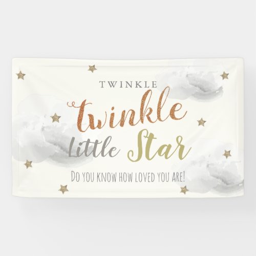 Twinkle Little Star Gray Baby Shower Banner