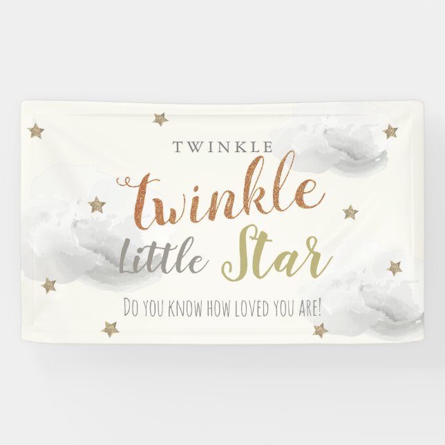 Twinkle Little Star Gray Baby Shower Banner (Horizontal)