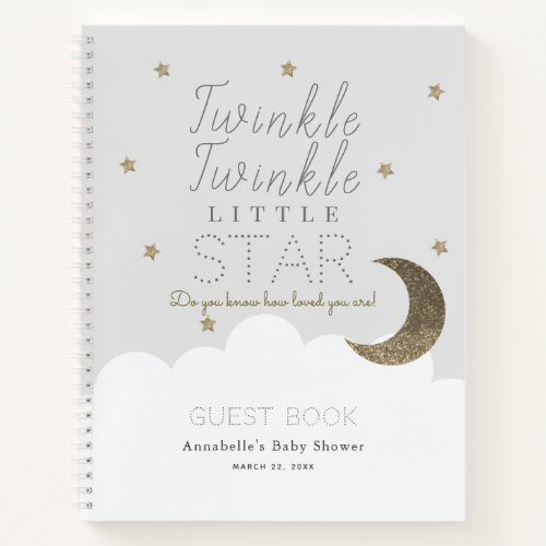 Twinkle Little Star Gray Baby Shower Guest Book