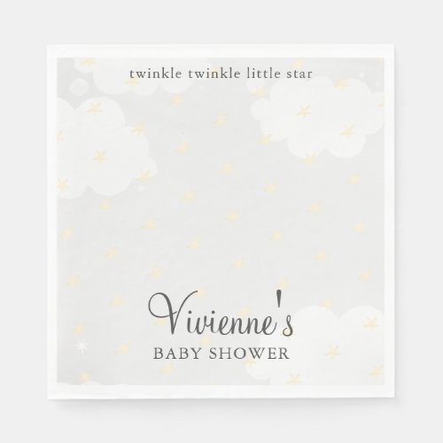 Twinkle Little Star Gray Baby Shower Napkins