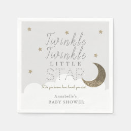 Twinkle Little Star Gray Baby Shower Paper Napkins