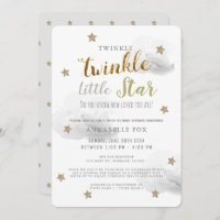 Twinkle Little Star Gray Drive-by Baby Shower Invitation