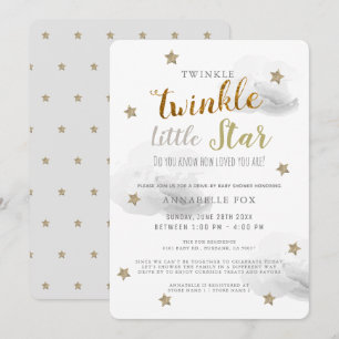 Twinkle Little Star Gray Drive-by Baby Shower Invitation
