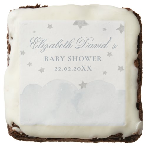 Twinkle Little Star Grey Blue Baby Shower Brownie