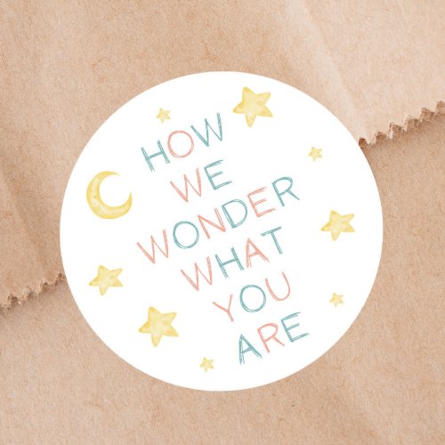 Twinkle Little Star How We Wonder Gender Reveal Classic Round Sticker