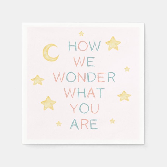 Twinkle Little Star How We Wonder Gender Reveal Napkins (Front)