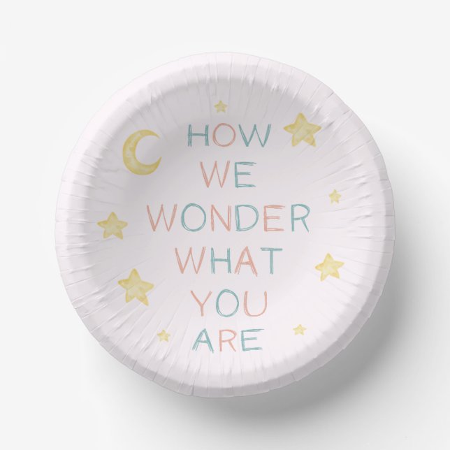 Twinkle Little Star How We Wonder Gender Reveal Paper Bowls (Front)