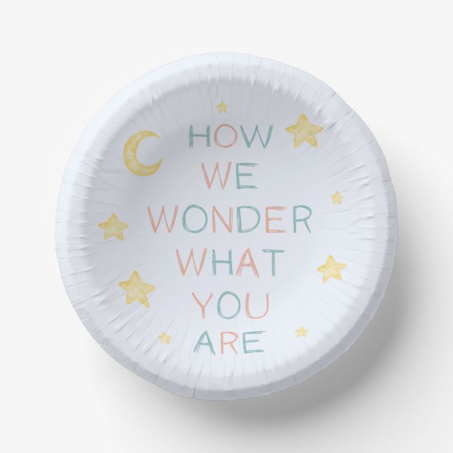 Twinkle Little Star How We Wonder Gender Reveal Paper Bowls (Front)