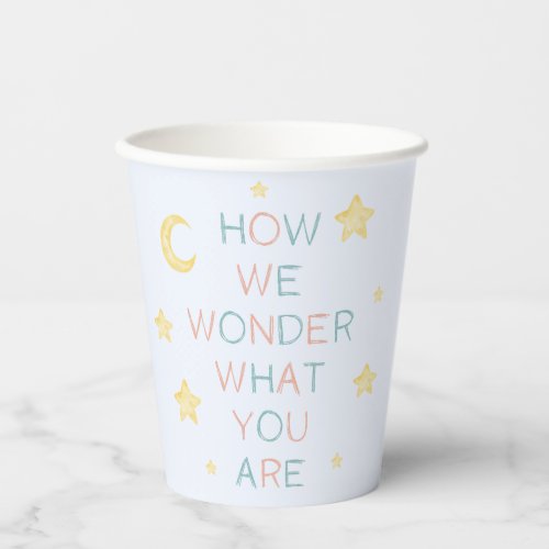 Twinkle Little Star How We Wonder Gender Reveal Paper Cups