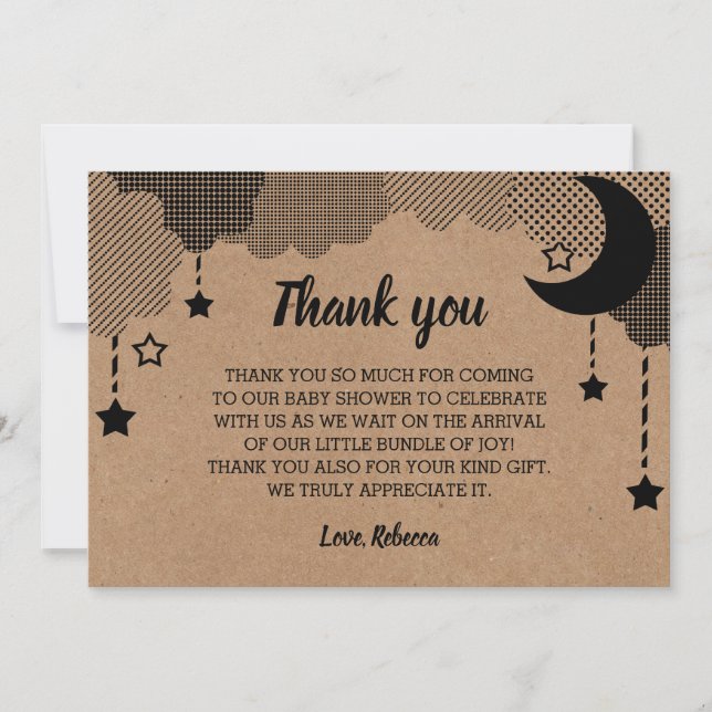 Twinkle Little Star Kraft Baby Shower Thank You Card (Front)