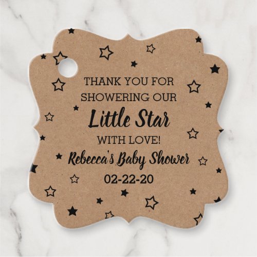 Twinkle Little Star Kraft Baby Shower Thank You Favor Tags