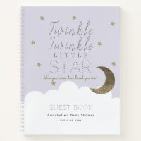 Twinkle Little Star Lavender Baby Shower Guestbook Notebook