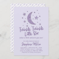 Twinkle Little Star Lavender Baby Shower Invitation