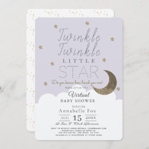 Twinkle Little Star Lilac Virtual Baby Shower Invitation