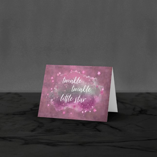 Twinkle Little Star | Mauve Pink Silver Gray Photo Thank You Card (Creator Uploaded)
