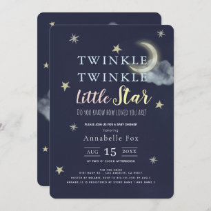 Twinkle Little Star Midnight Blue Baby Shower Invitation