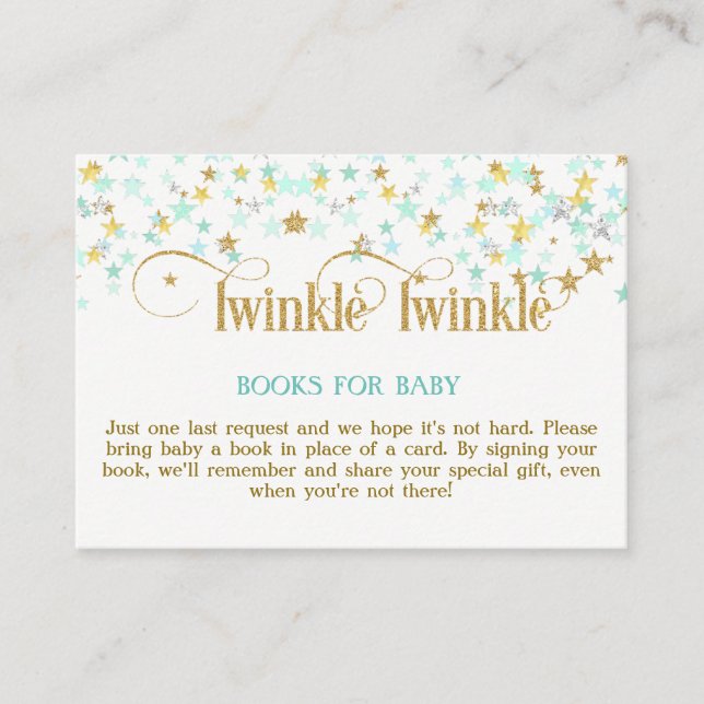 Twinkle Little Star Mint Gold Book Request Card (Front)