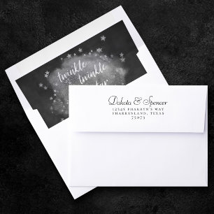 Twinkle Little Star Monochrome Gray Baby Shower Envelope Liner