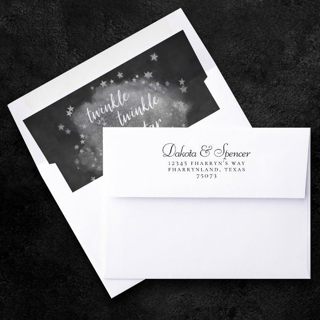Twinkle Little Star | Monochrome Gray Baby Shower Envelope Liner (Creator Uploaded)