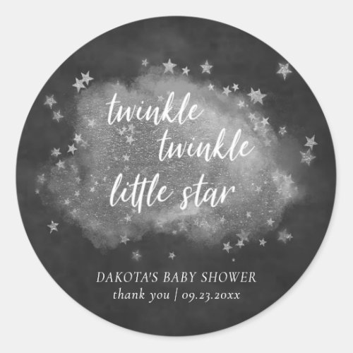 Twinkle Little Star  Monochrome Shower Thank You Classic Round Sticker