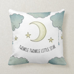 Twinkle Little Star Moon and stars Throw Pillow