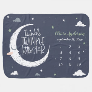 Twinkle little star moon baby age monthly photo blanket