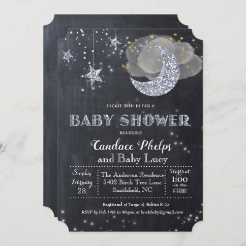 Twinkle Little Star Moon Baby Shower Invitation