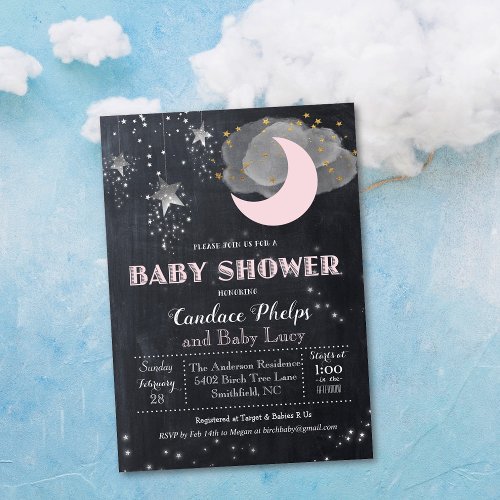 Twinkle Little Star Moon Baby Shower Invitation