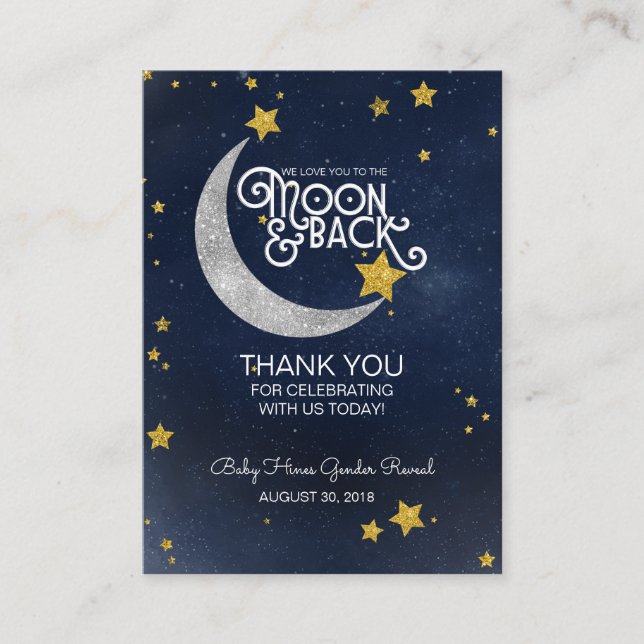 Twinkle Little Star Moon & Back Thank You Enclosure Card (Front)