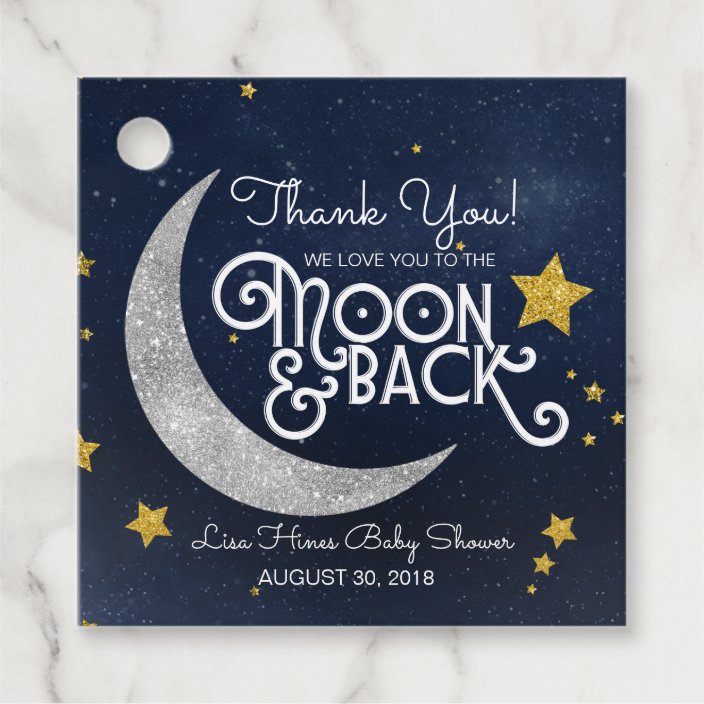 Twinkle Little Star Moon Back Thank You Favor Tags Zazzle Com