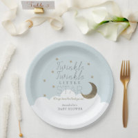 Twinkle Little Star Moon Blue Baby Shower