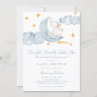 Modern Twinkle Little Star Baby Shower Invitation - Boy's Baby Shower -  Navy Blue and Yellow - Outer Space — E-Three Design Studio