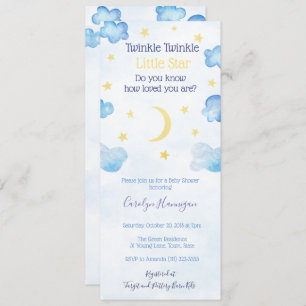 Twinkle Little Star Moon Clouds Sky Baby Shower Invitation