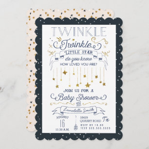 Twinkle Little Star Navy Baby Shower Invitations